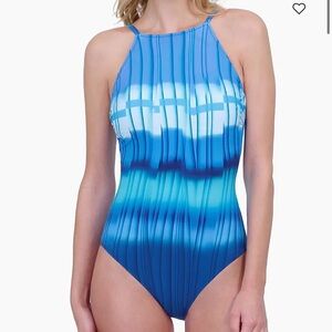 Chicos Gottex blue patterned Women's one piece Swimsuit New NWT